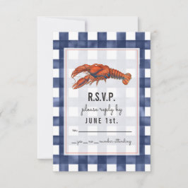 Gingham Lobster Rustic Wedding RSVP