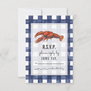 Gingham Lobster Rustic Wedding RSVP