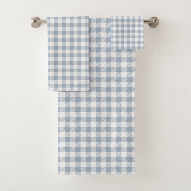 Gingham Pattern Coastal Checkered White Muted Blue (In situ)