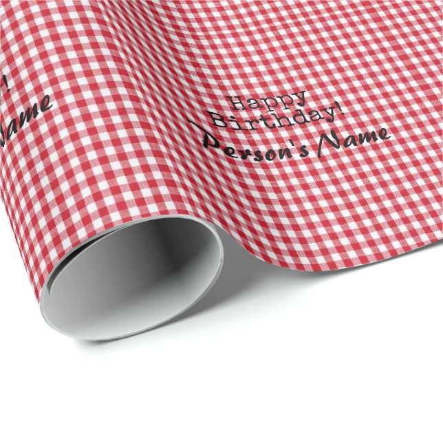Gingham rojo y blanco - Papel de ajuste HAMbyWG (Esquina del rollo)
