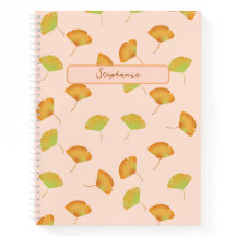 Gingko deja cuaderno en espiral con motivos