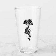 Gingko Leaf Lino Print Glass Cup