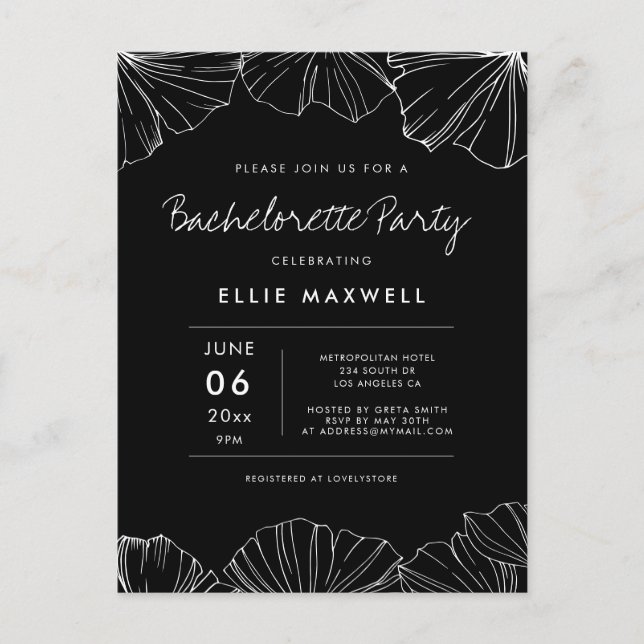 Ginkgo Biloba Invitación a la Bachelorette Party (Anverso)