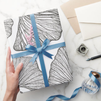 Ginkgo deja papel envuelto. Blanco y negro