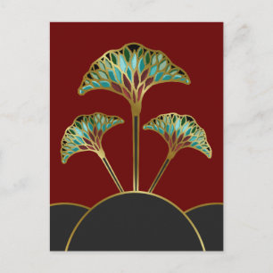 Ginkgo deja postal Art Deco