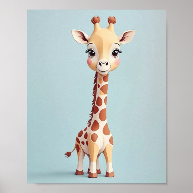 Girafa Adorable - Arte de Pared de Nursera Animal  (Frente)