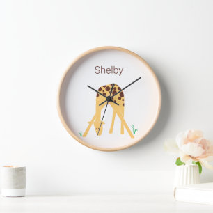 Girafa amarilla personalizada, reloj redondo de 10