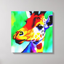 Girafa arcoiris con lienzo estirado