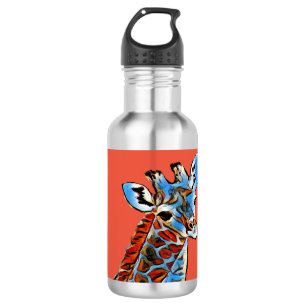 Girafa colorida Botella de agua de acero inoxidabl