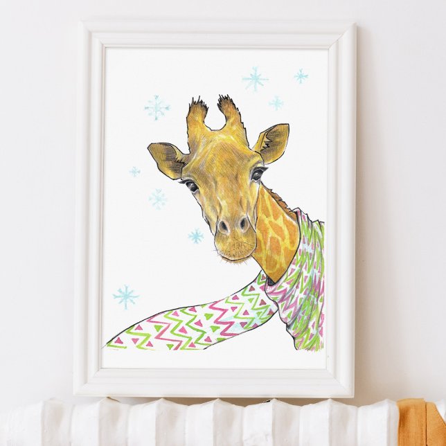 Girafa con bufanda Corta invierno Arte animal Nurs (Subido por el creador)