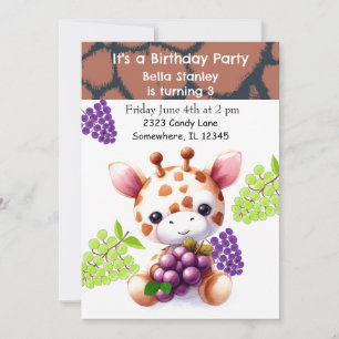 Girafa De Bebé Con Invitación Al Cumpleaños De Las