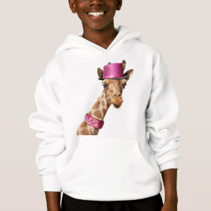 Girafa en un gorra rosa brillante
