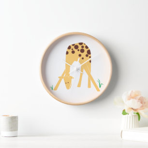 Girafa moderna de color amarillo mínimo, reloj red