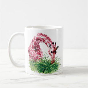 Girafa rosa artística con jarra de hierba