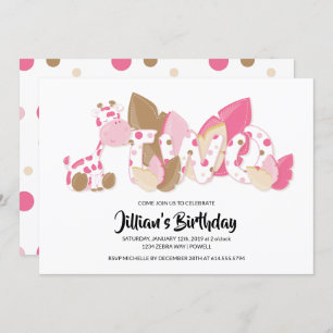 Girafa rosa segunda invitación a fiesta de cumplea
