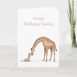 Girafa y ternera Tarjeta dominical madre