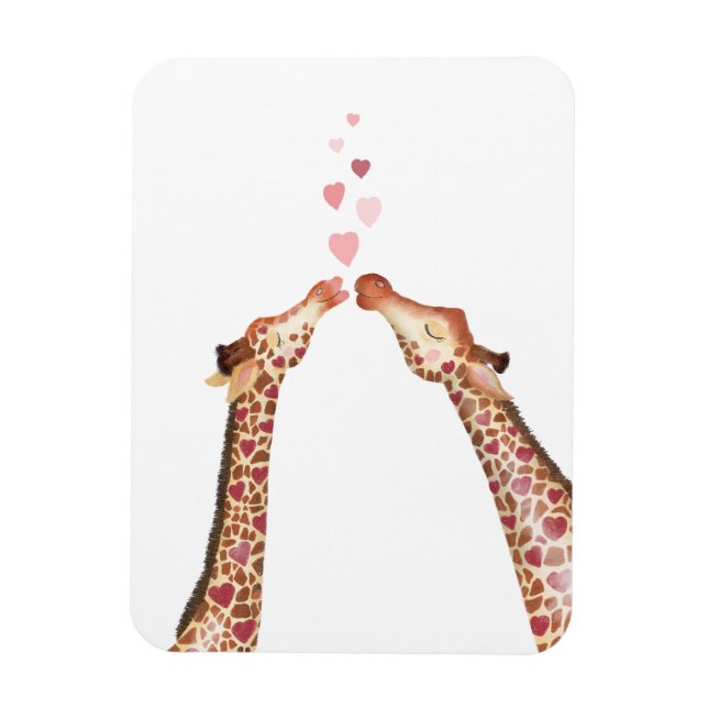 Girafas de besos agudos imán de San Valentín (Vertical)