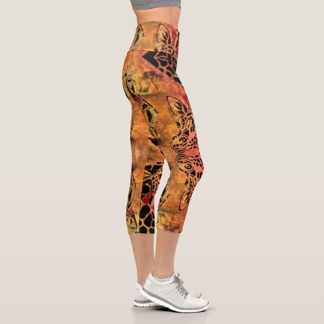 Girafas de diseño africanas Leggings Capri (Derecha)
