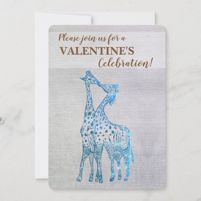Girafas de la invitación a San Valentín rusas besá (Anverso)