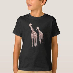 Girafas de la madre y el niño dibujando camisetas