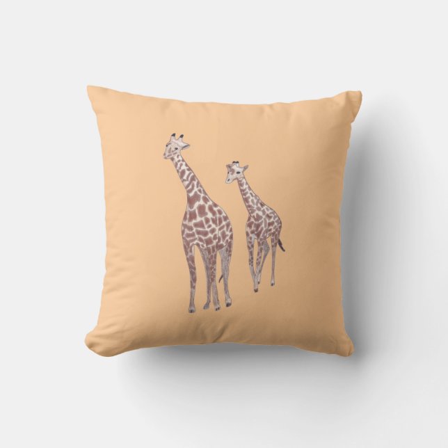 Girafas de madre e hijo dibujando almohadas de per (Anverso)