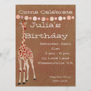 Girafas Rojas Invitación de cumpleaños