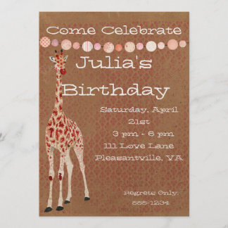Girafas Rojas Invitación de cumpleaños