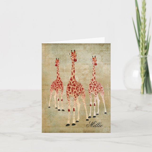 Girafas rojas personalizadas Notecard (Anverso)