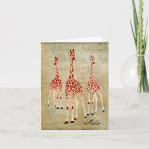 Girafas rojas personalizadas Notecard