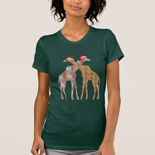 giraff pair santa hat navidades camisetas de vida  (Anverso)