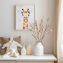 Giraffe acuarela Pared Art Decoración de guardería