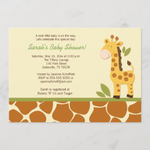 Giraffe Adventure 5x7 Invitación Baby Shower