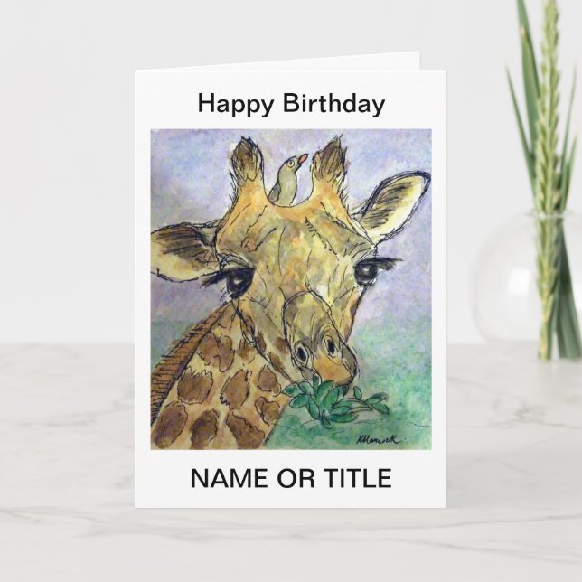 Giraffe, amigo de la tarjeta de cumpleaños de arte (Anverso)