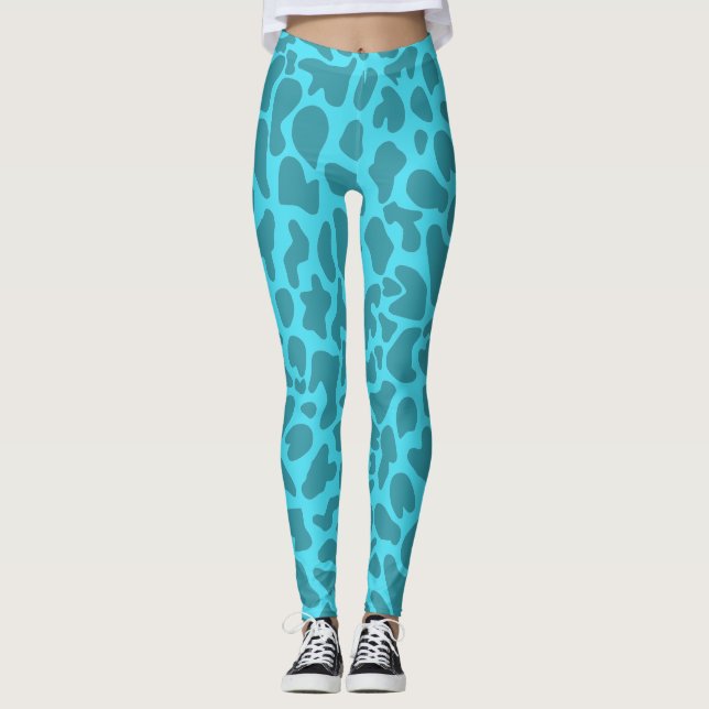 Giraffe Animal Print Funny Leggings Verde azuladas (Anverso)