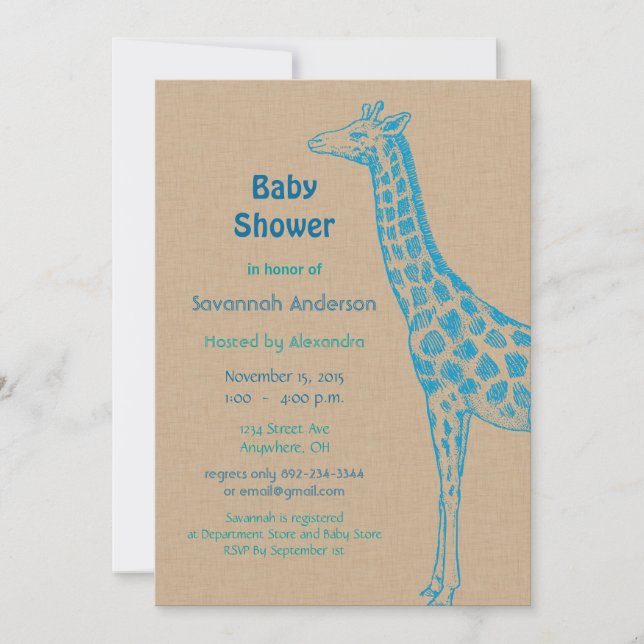 Giraffe Baby Boy Invitaciones a la ducha (Anverso)