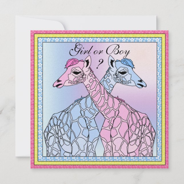 Giraffe Baby Gender Reveal Party Invitación (Anverso)