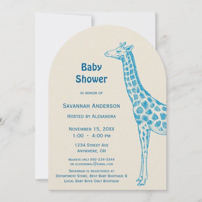 Giraffe Baby Girl Invitaciones a la ducha (Anverso)