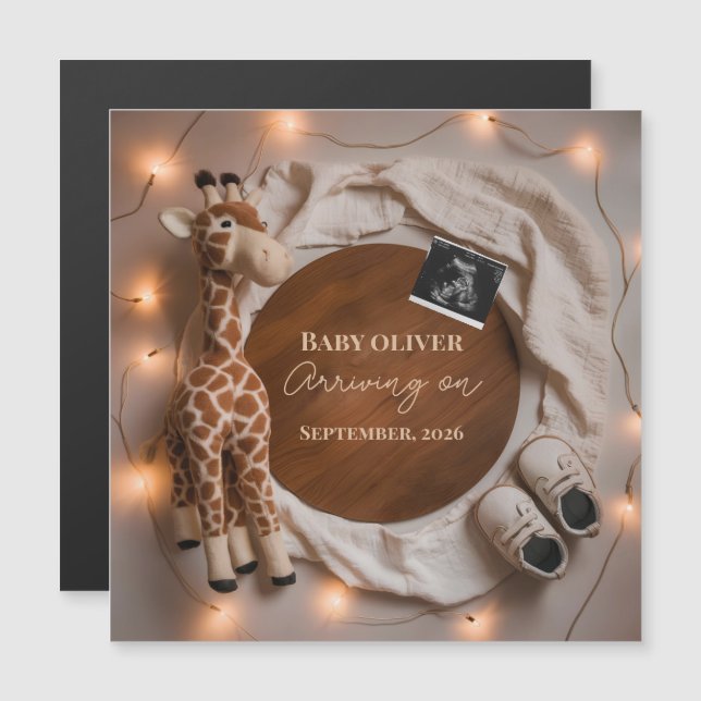  giraffe baby reveal pregnancy announcement card (Anverso/Reverso)
