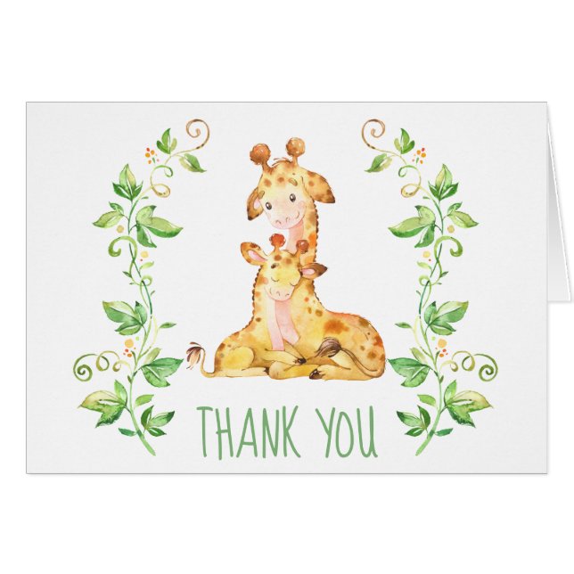 Giraffe Baby Shower Fiesta Tarjeta de agradecimien (Anverso (Horizontal))