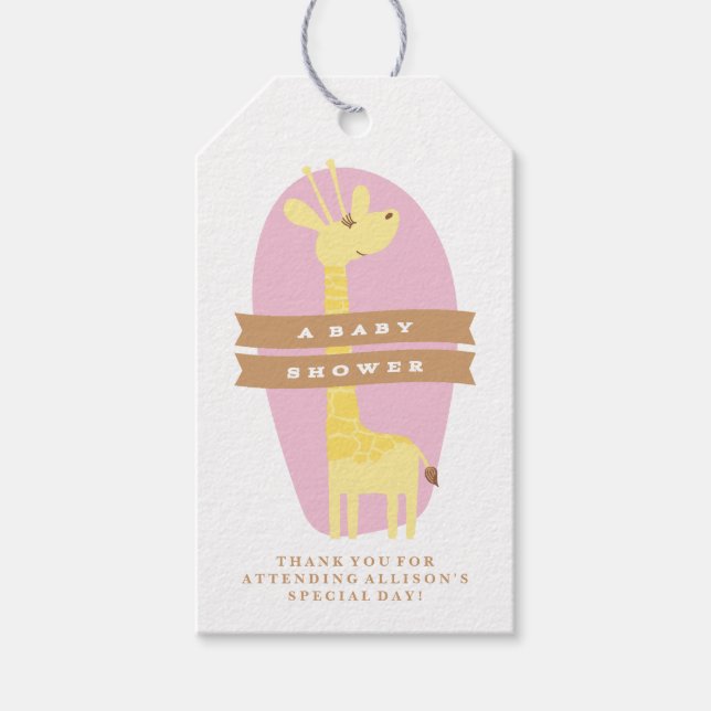 Giraffe Baby Shower Gracias etiqueta de regalo (Anverso)