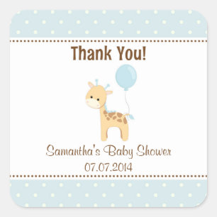 Giraffe Baby Shower Gracias Pegatinas (Azul)