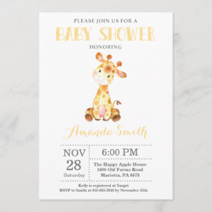 Giraffe Baby Shower Invitación amarillo y gris