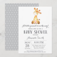 Giraffe Baby Shower Invitación Grey