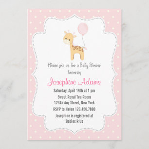Giraffe Baby Shower Invitación rosa