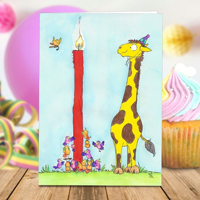 GIRAFFE BIRTHDAY tarjeta de saludo de Nicole Janes (Subido por el creador)