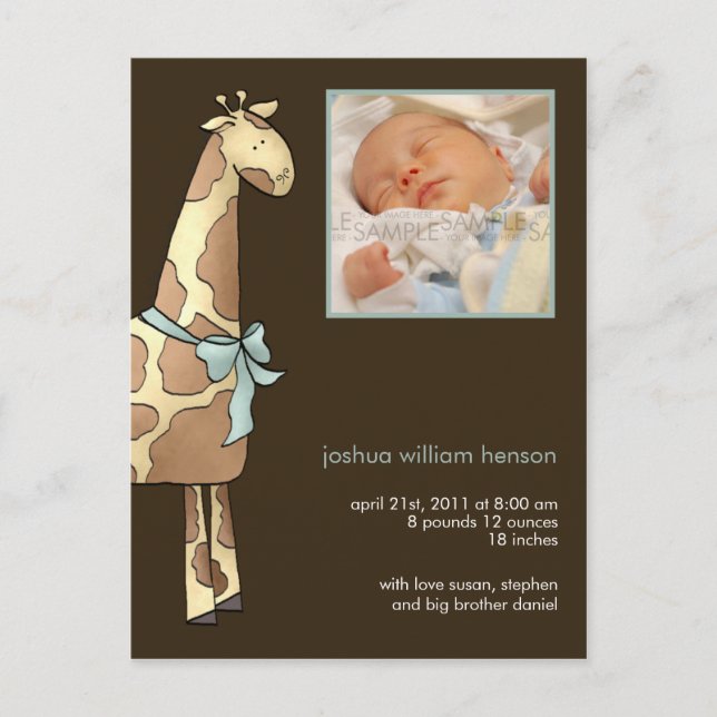 Giraffe Brown/Blue ・ Anuncio de nacimiento (Anverso)