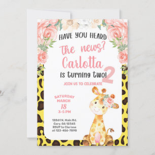 Giraffe chica 2º, segunda invitación de cumpleaños
