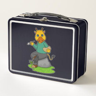 Giraffe como pintor con pincel de pintura