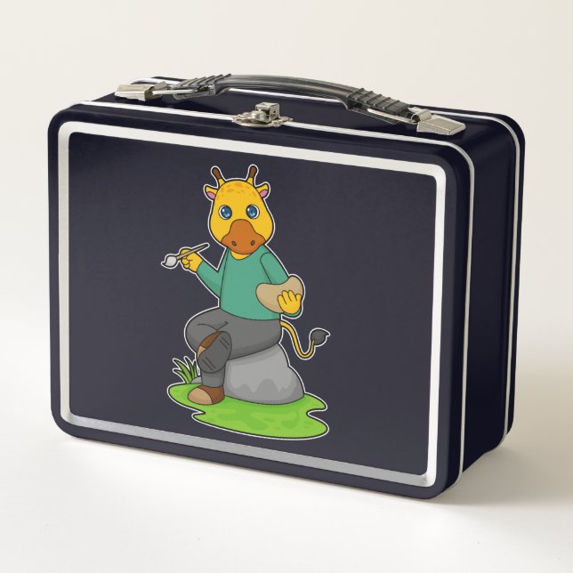 Giraffe como pintor con pincel de pintura (Anverso)