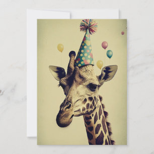 Giraffe con tarjeta de saludo plana Gorra Fiesta